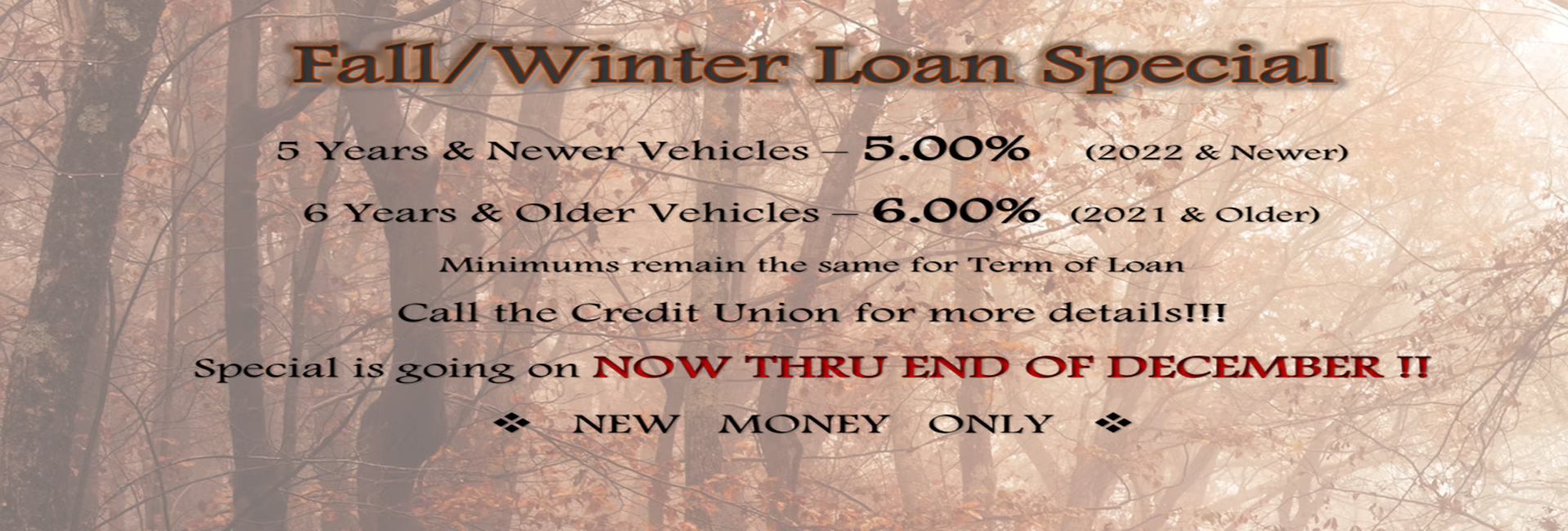 Fall/Winter Loan Special